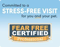 Committed to a Stress-Free Visit for you and your pet. Fear-Free Certified Professional Logo